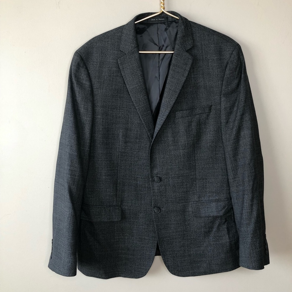 Men's Charcoal Grey single breasted relaxed business casual blazer L